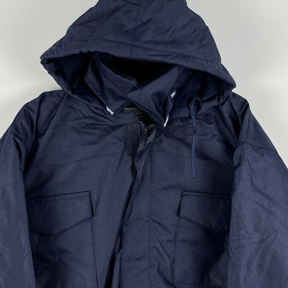 Benedict Safety Wear Parka Jacket Size M Blue Long Sleeve Hooded Zip Pockets - Picture 2 of 9
